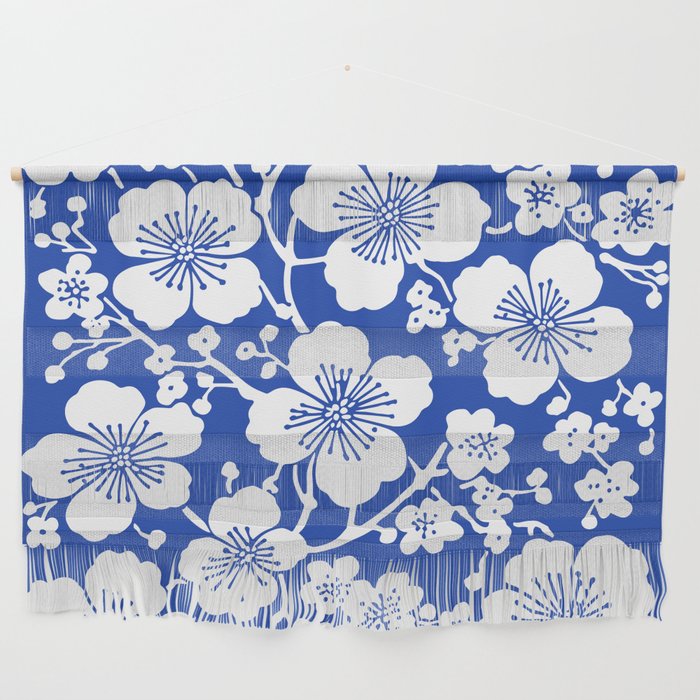 Cherry Blossoms Pattern Blue Wall Hanging Gallery Image 1