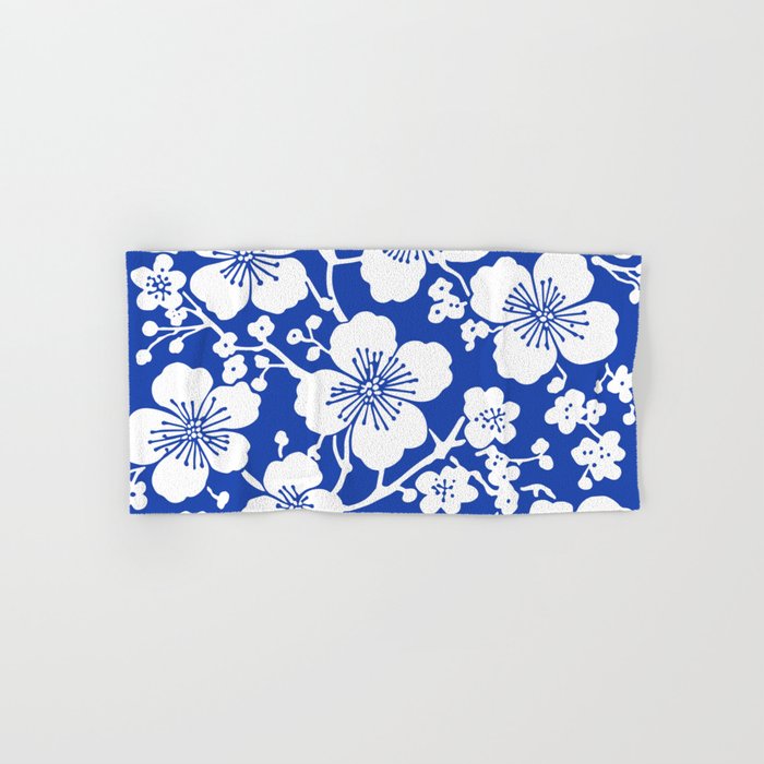 Cherry Blossoms Pattern Blue Bath Towel Gallery Image 1