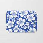 Cherry Blossoms Pattern Blue Bath Mat Gallery Image 1