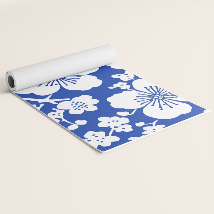 Cherry Blossoms Pattern Blue Yoga Mat Gallery Image 2