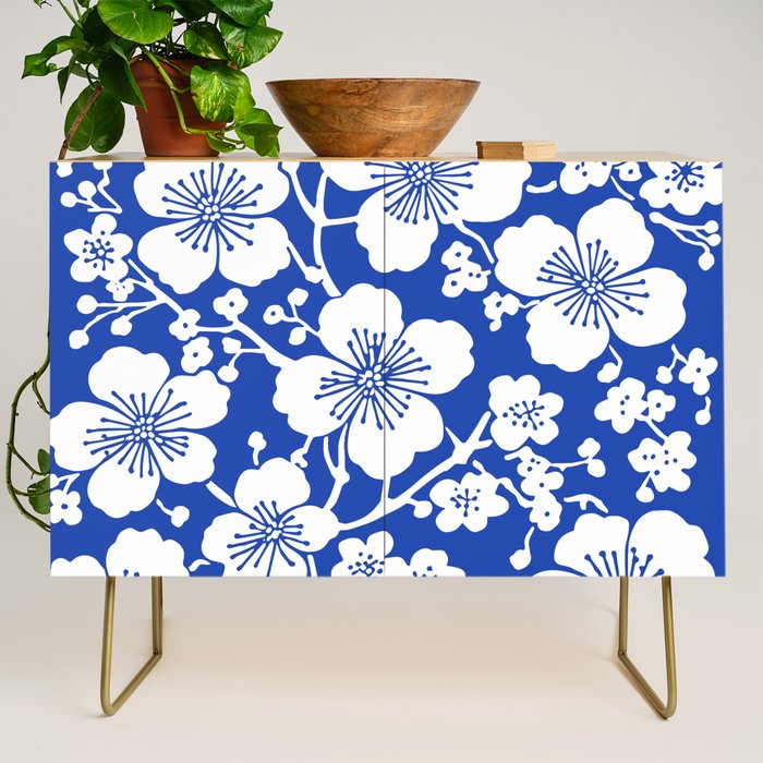 Cherry Blossoms Pattern Blue Credenza Gallery Image 1