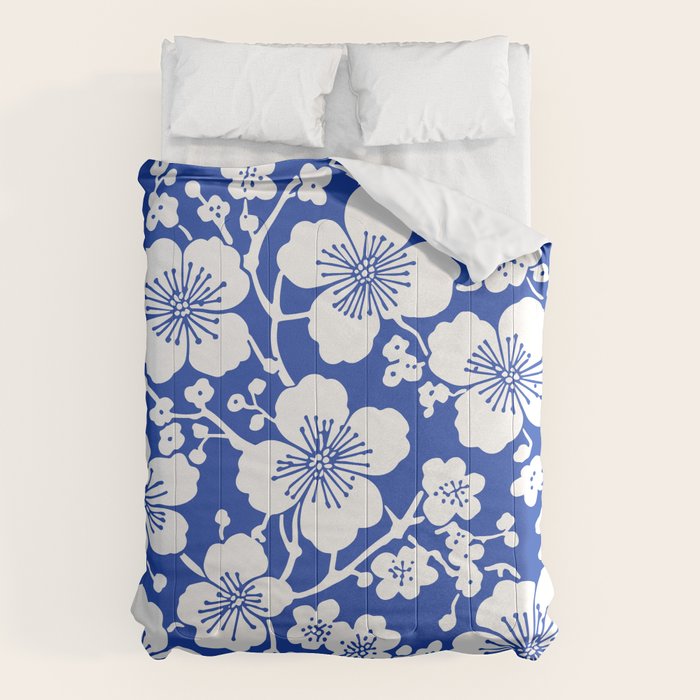 Cherry Blossoms Pattern Blue Comforter Gallery Image 6