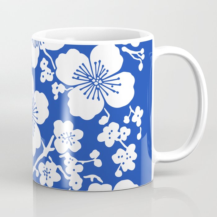 Cherry Blossoms Pattern Blue Coffee Mug Gallery Image 1