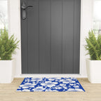 Cherry Blossoms Pattern Blue Welcome Mat Gallery Image 3