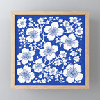 Cherry Blossoms Pattern Blue Mini Art Print Gallery Image 1