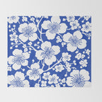 Cherry Blossoms Pattern Blue Throw Blanket Gallery Image 2