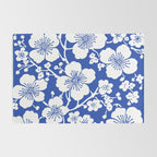 Cherry Blossoms Pattern Blue Rug Gallery Image 2