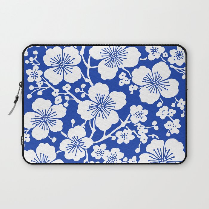 Cherry Blossoms Pattern Blue Laptop Sleeve Gallery Image 1