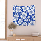 Cherry Blossoms Pattern Blue Wall Tapestry Gallery Image 2