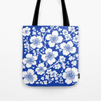 Cherry Blossoms Pattern Blue Tote Bag Gallery Image 1