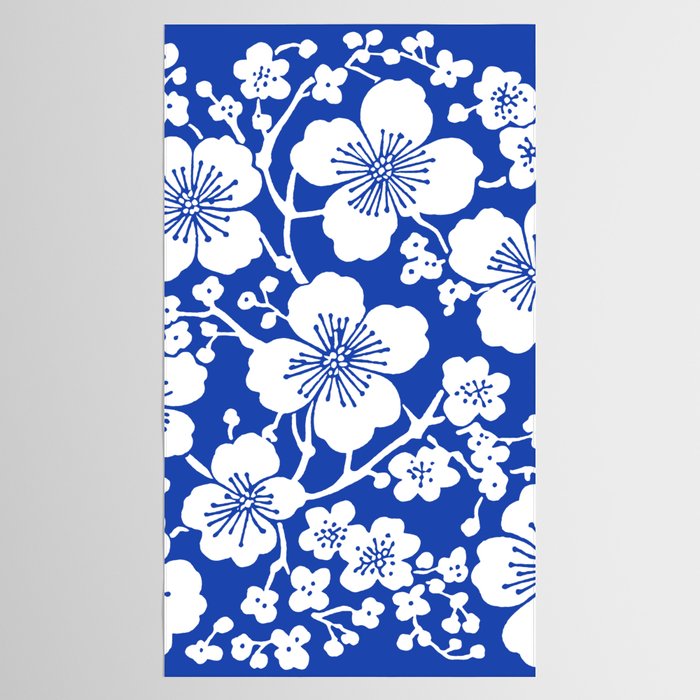 Cherry Blossoms Pattern Blue Tablecloth Gallery Image 2
