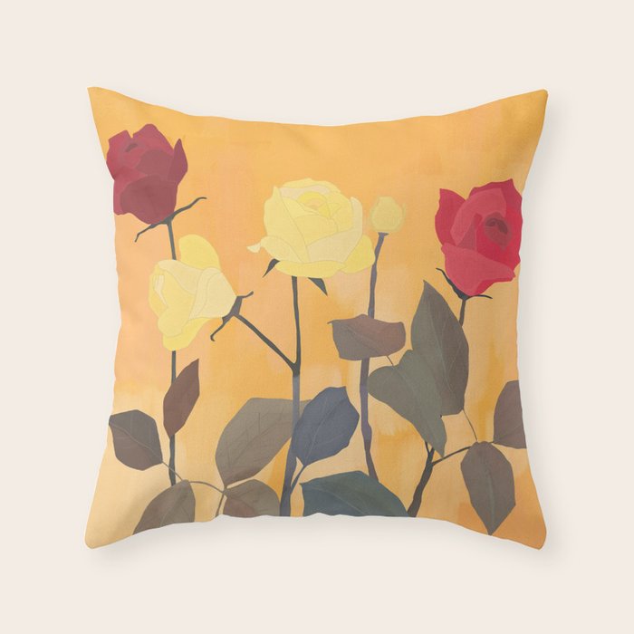 Red and Yellow Roses 2 Throw Pillow Gallery Image 1