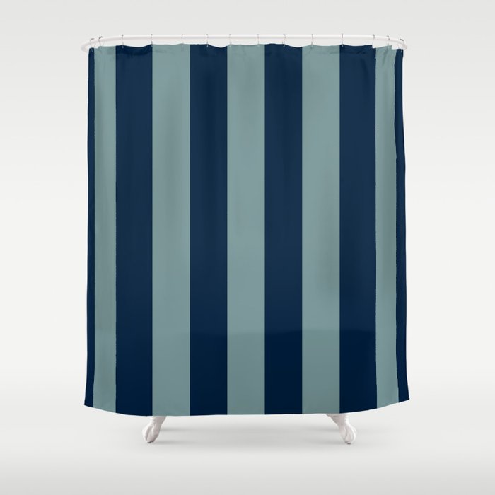 Classic Indigo Blue Cove Stripe Shower Curtain Gallery Image 1