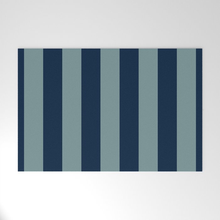 Classic Indigo Blue Cove Stripe Welcome Mat Gallery Image 1