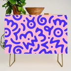 Colorful fun doodle symbol art pattern Credenza Gallery Image 1