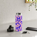 Colorful fun doodle symbol art pattern Water Bottle Gallery Image 4