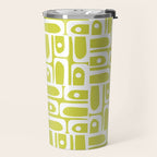Mid Century Modern Piquet Abstract Multi Pattern in Chartreuse and White Travel Mug Gallery Image 2