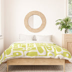 Mid Century Modern Piquet Abstract Multi Pattern in Chartreuse and White Duvet Cover Gallery Image 3
