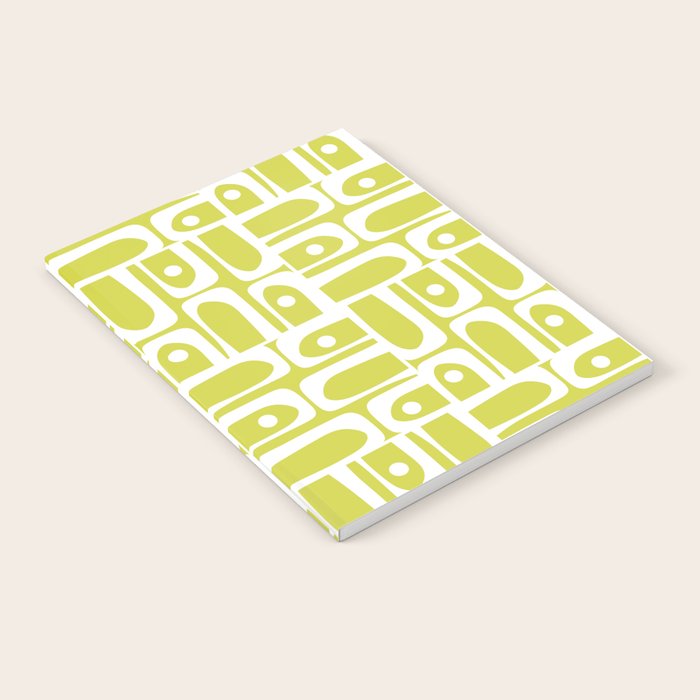 Mid Century Modern Piquet Abstract Multi Pattern in Chartreuse and White Notebook Gallery Image 2