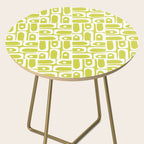 Mid Century Modern Piquet Abstract Multi Pattern in Chartreuse and White Side Table Gallery Image 2