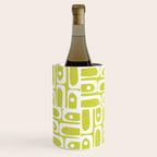 Mid Century Modern Piquet Abstract Multi Pattern in Chartreuse and White Wine Chiller Gallery Image 2
