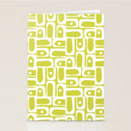 Mid Century Modern Piquet Abstract Multi Pattern in Chartreuse and White Stationery Card Gallery Image 2