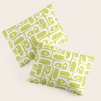 Mid Century Modern Piquet Abstract Multi Pattern in Chartreuse and White Pillow Sham Gallery Image 3