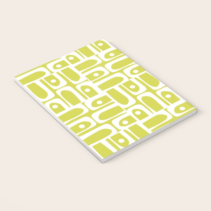 Mid Century Modern Piquet Abstract Multi Pattern in Chartreuse and White Notebook Gallery Image 3