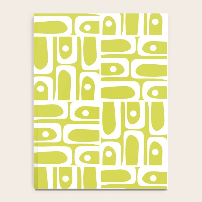 Mid Century Modern Piquet Abstract Multi Pattern in Chartreuse and White Notebook Gallery Image 4