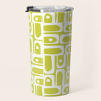 Mid Century Modern Piquet Abstract Multi Pattern in Chartreuse and White Travel Mug Gallery Image 3