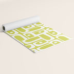 Mid Century Modern Piquet Abstract Multi Pattern in Chartreuse and White Yoga Mat Gallery Image 2