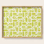 Mid Century Modern Piquet Abstract Multi Pattern in Chartreuse and White Serving Tray Gallery Image 1