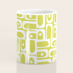 Mid Century Modern Piquet Abstract Multi Pattern in Chartreuse and White Coffee Mug Gallery Image 4