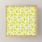 Mid Century Modern Piquet Abstract Multi Pattern in Chartreuse and White Mini Art Print Gallery Image 1