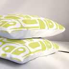 Mid Century Modern Piquet Abstract Multi Pattern in Chartreuse and White Pillow Sham Gallery Image 3