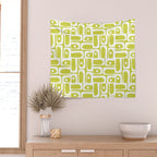 Mid Century Modern Piquet Abstract Multi Pattern in Chartreuse and White Wall Tapestry Gallery Image 2