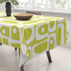 Mid Century Modern Piquet Abstract Multi Pattern in Chartreuse and White Tablecloth Gallery Image 3