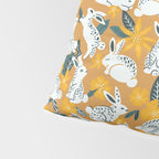 Bunnies & Blooms - Ochre & Teal Palette Pillow Sham Gallery Image 4