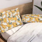 Bunnies & Blooms - Ochre & Teal Palette Pillow Sham Gallery Image 2