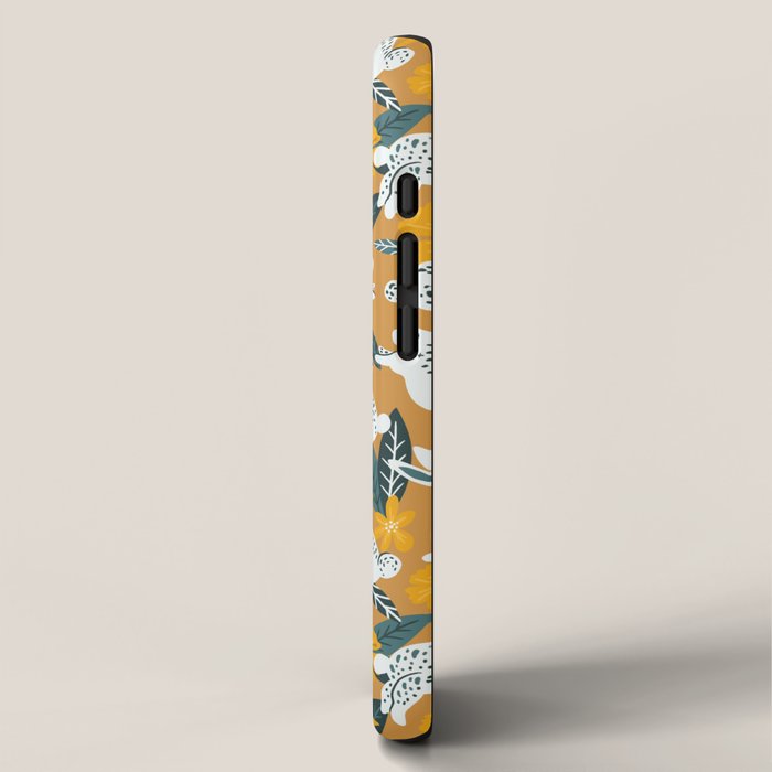 Bunnies & Blooms - Ochre & Teal Palette iPhone Case Gallery Image 2