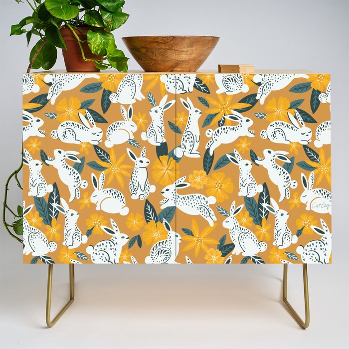 Bunnies & Blooms - Ochre & Teal Palette Credenza Gallery Image 1