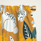 Bunnies & Blooms - Ochre & Teal Palette Window Curtain Gallery Image 2
