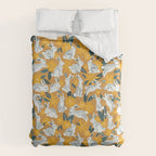 Bunnies & Blooms - Ochre & Teal Palette Duvet Cover Gallery Image 6