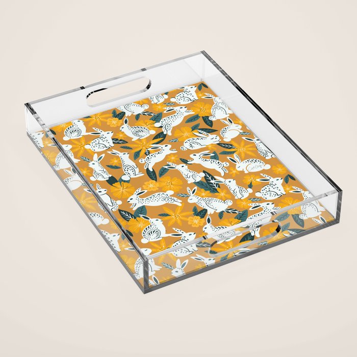Bunnies & Blooms - Ochre & Teal Palette Acrylic Tray Gallery Image 1