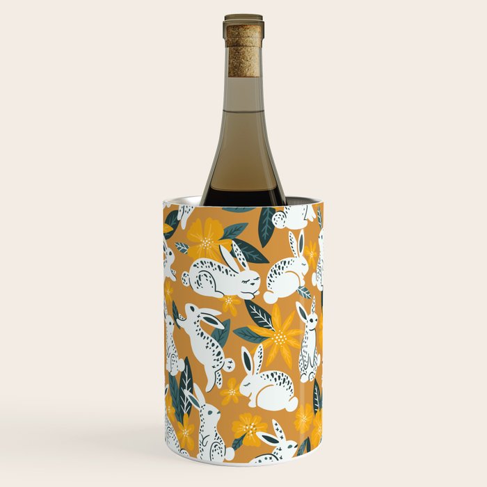 Bunnies & Blooms - Ochre & Teal Palette Wine Chiller Gallery Image 2