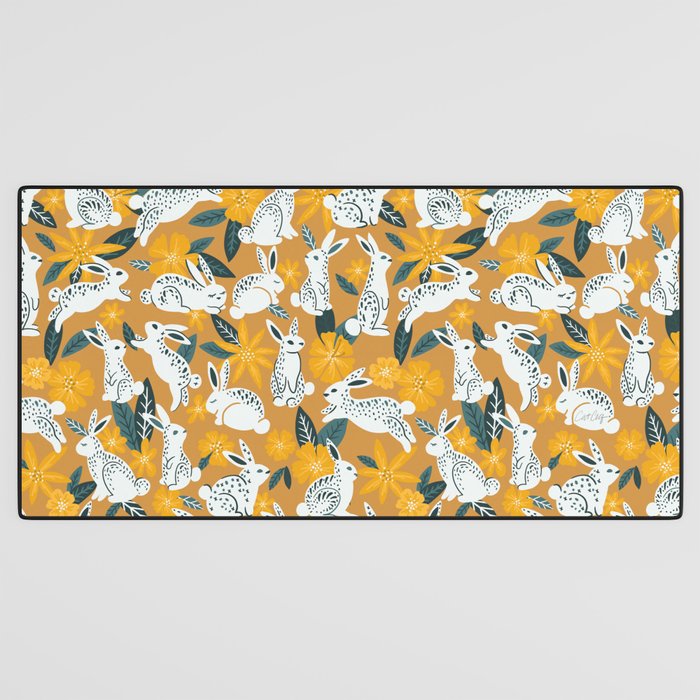 Bunnies & Blooms - Ochre & Teal Palette Desk Mat Gallery Image 3
