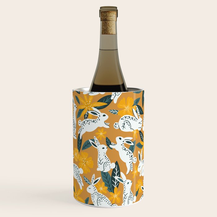 Bunnies & Blooms - Ochre & Teal Palette Wine Chiller Gallery Image 3