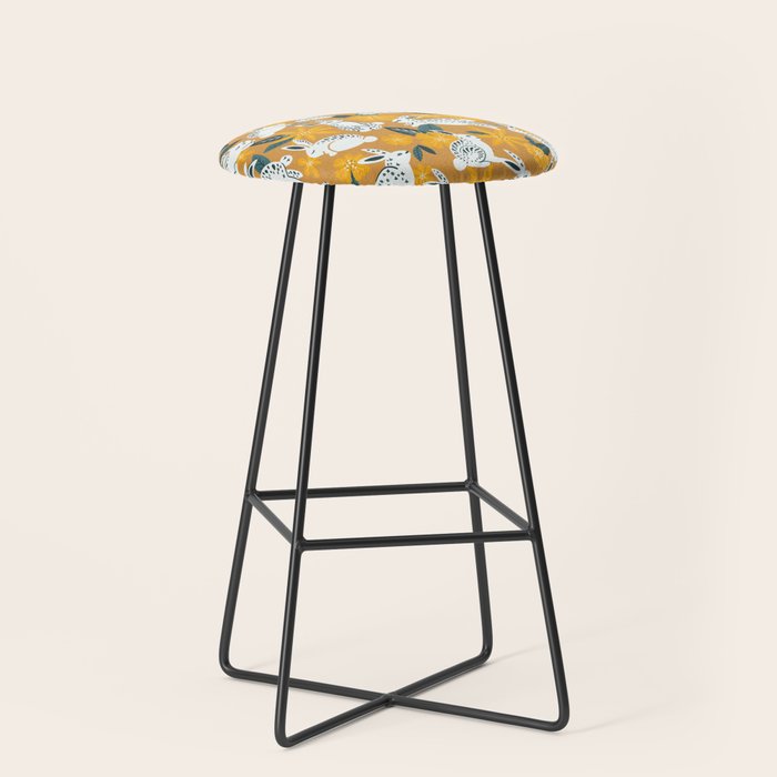 Bunnies & Blooms - Ochre & Teal Palette Stool Gallery Image 1