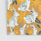Bunnies & Blooms - Ochre & Teal Palette Poster Gallery Image 3