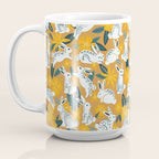Bunnies & Blooms - Ochre & Teal Palette Coffee Mug Gallery Image 3